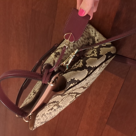 Kate Spade Fleur Embossed Small Top Handle Satchel Bag Snake Snakeskin - Picture 12 of 14